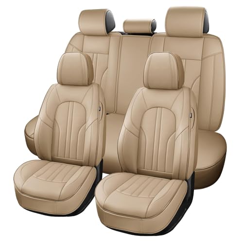 MINGBRON Car Seat Covers,Car Seat Protector Waterproof,Seat Covers Full Set, Car Seat Protectors,Automotive Seat Covers Fit for Most Cars Beige - color: Beige, size: Full Set