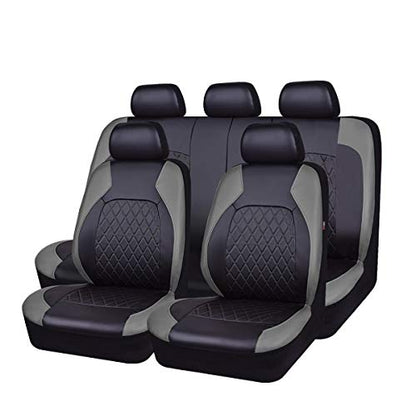 Universal Deluxe Pu Luxury Vinyl Faux Leather Car Seat Covers Full Set, Airbag Compatible, Breathable, Fit for Most Sedans, Vans, SUVs (Black and Gray) - color: Gray, size: Full Set