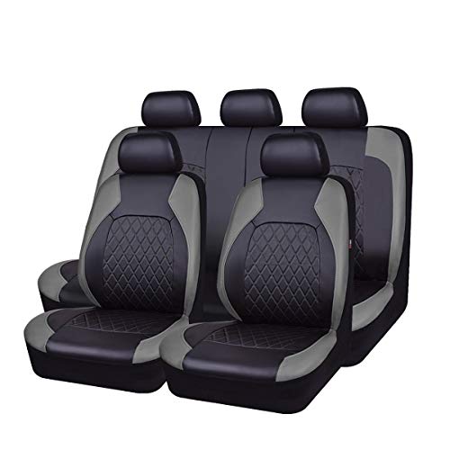 Universal Deluxe Pu Luxury Vinyl Faux Leather Car Seat Covers Full Set, Airbag Compatible, Breathable, Fit for Most Sedans, Vans, SUVs (Black and Gray) - color: Gray, size: Full Set