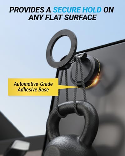 Scosche MagSafe Car Mount, Magnetic Phone Holder for Car Dashboard with Foldable Arm and 360° Swivel Adhesive Base, Secure Car Phone Mount for iPhone 17/16/15/14/13, Compatible with PopSockets