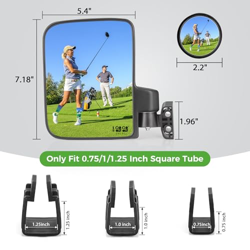 10L0L Golf Cart Mirror No Drilling Side Mirrors with Blind Spot Mirrors Universal for Yamaha, Club Car, EZGO, Folding Side Rear View Mirrors Adjustable 180 Degree HD Glass - style: Side Mirrors & Blind Spot Mirrors