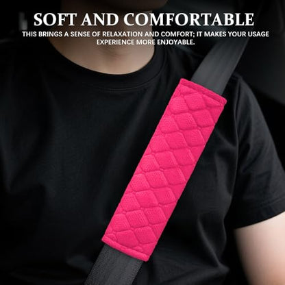 2PCS Car Seat Belt Pads Cover, Fluffy Car Seatbelt Covers, Soft Car Seat Belt Strap Cushion Protect Your Neck and Shoulder, Driving Seat Belt Shoulder Strap Cover for Most Autos (Rose Red) - color: Rose Red