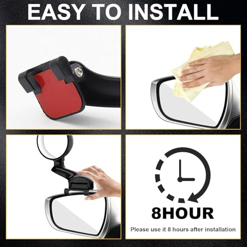 Blind Spot Mirror Adjustable 360 Degree Car Side Mirror, HD Glass Rear View Exterior Accessories Frame Thickness Less than 5MM for Car SUV (long-armed Left) - style: long-armed Left