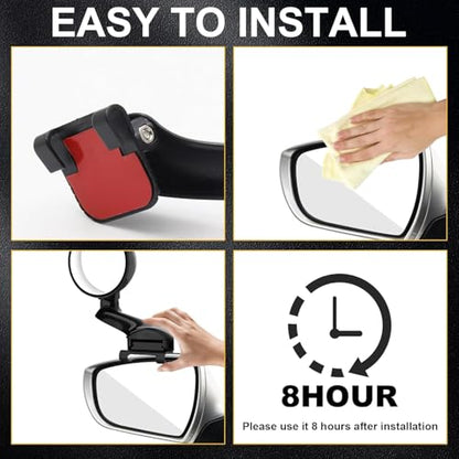 Blind Spot Mirror Adjustable 360 Degree Car Side Mirror, HD Glass Rear View Exterior Accessories Frame Thickness Less than 5MM for Car SUV (long-armed Left) - style: long-armed Left