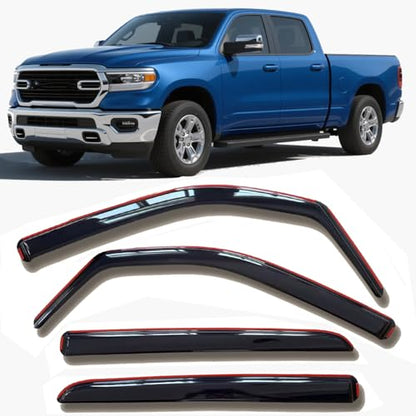 in-Channel Window Visors Rain Guards Compatible with Dodge RAM 1500 2019-2025 Crew Cab Wind Deflectors Vent Visor Sun Shades Window Shields - size: For Ram 1500 Crew Cab 2019+