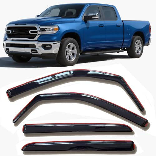 in-Channel Window Visors Rain Guards Compatible with Dodge RAM 1500 2019-2025 Crew Cab Wind Deflectors Vent Visor Sun Shades Window Shields - size: For Ram 1500 Crew Cab 2019+