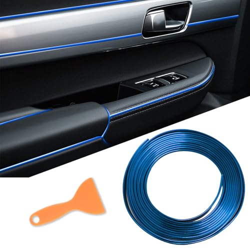 Car Interior Moulding Trim Strips 16.4ft /5M Universal Car Decoration Pinstriping Filler Insert Strips Styling Dashboard Decorative DIY Flexible Strip Garnish Accessory with Installing (Blue) - color: Blue