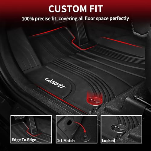 LASFIT Floor Mats for Hyundai Santa Fe 2021 2022 2023 (Only Fit Gas, Not Fit Hybrid or PHEV), All Weather TPE Custom Fit Car Floor Liners 1st & 2nd Row Mats Accessoires, Black - size: 2)For Hyundai Santa Fe | 2021-2023 | Gas