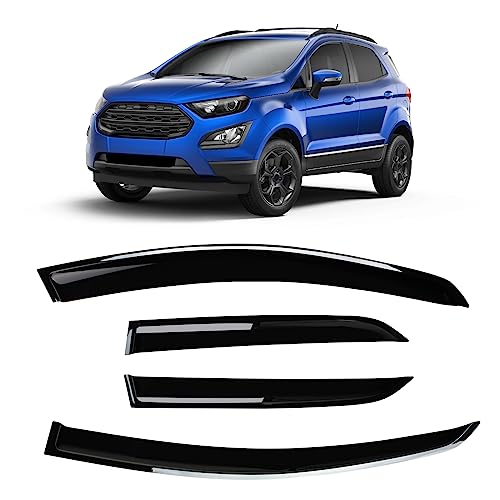 4 Pieces Smoke Tinted Tape-On Side Window Deflectors Rain Guards Designed for 2018-2023 EcoSport - size: 2018-2023 EcoSport