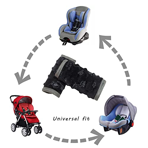 DODO NICI car seat Strap Cover for Baby, seat Belt Cover Cushion, Belt Pads fit Baby Carrier/Pushchair/Stroller, Cozy Peace Dotted Minky, Black - color: Black animals