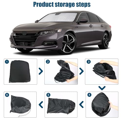 6 Layers Custom Fit Windshield Sun Shade for 2017-2022 Honda Accord, Foldable Car Sunshade with Storage Bag, Heat Reflective & UV Protection - size: 2017-2022 Honda Accord