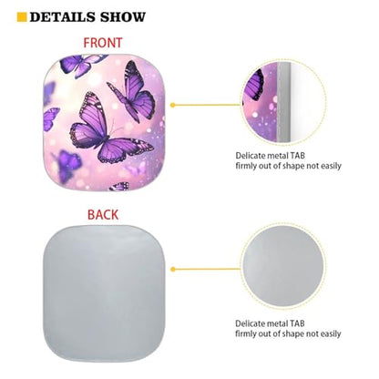 AFPANQZ Galaxy Butterflies Print Sun Shade Universal Fit Windshield Sunshade Car Trucks SUV Windshields Folding Sun Visor Folding Travel Women Teens Sun Block Car Front Window Visors, Black Purple - color: 0-Butterfly Galaxy