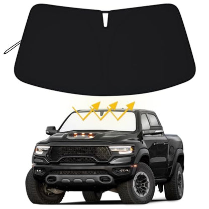 Premium Windshield Sun Shade for 2019-2025 2026 Dodge RAM 1500, Reflective 310T Material Front Window Sun Visor Blocks UV Rays Foldable Sunshade - size: 2019-2026 Ram 1500