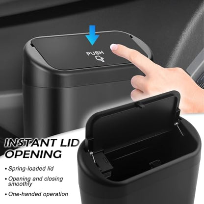 Upgraded Car Trash Cans with Lid & Light,Leakproof Car Trash Bin with 30 Trashes Bags for Door/Seat Backs,Multifunctional Cars Garbage Can as Cars Organizer for Most Vehicles