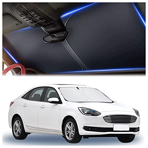 300T Thickened Automotive Glass Sunshade and Comes with Storage Bag,Keep Car Interior Cool,Windshield Sun Shade Fit for Small Cars (M: 55.12 * 27.6 inch) - color: M(55.12 × 27.6 inch)