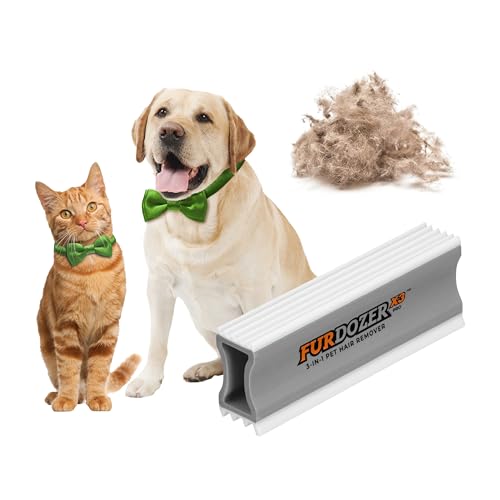 FurDozer Pet Hair Remover & Auto Detailing Tools - Cat & Dog Hair Remover for Carpets, Car Interiors, Couches, Bedding, & Pet Furniture (Gray, X3 PRO - 5" Long) - color: Gray, size: X3 PRO - 5" Long