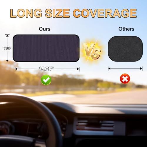 XCBYT Square Car Window Shades - 4 Pack Static Cling Sun & Glare Blocker, Removable Semi-Transparent Window Tint for Windshield, Side & Rear Windows, Long Size 15.75" x 7.09" - color: 4*Semi-Transparent, size: 15.75" x 7.09"