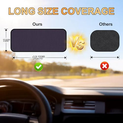 XCBYT Square Car Window Shades - 4 Pack Static Cling Sun & Glare Blocker, Removable Semi-Transparent Window Tint for Windshield, Side & Rear Windows, Long Size 15.75" x 7.09" - color: 4*Semi-Transparent, size: 15.75" x 7.09"