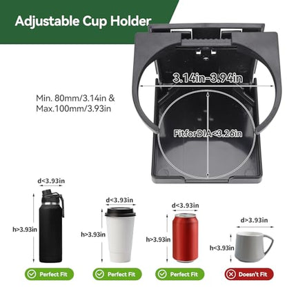 2pcs Foldable Cup Holder Adjustable Wall Mounted Cup Holder 60-100MM Wall Car Desk Drink Holder for Home Trucks RVs Vans Boats Campers Caravans (Black) - color: Black