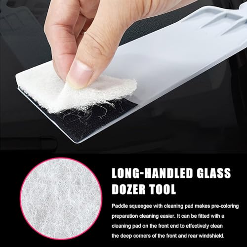 Dickno 2PCS Long Handle Window Tint Tools, Bulldozer Squeegee & Scrubber Paddle Squeegee Tool Set for Car Front Rear Windows Cleaning, Glass Vinyl Wrap Snow Frost Ice Removal Tool (Grey+White) - color: Grey+white
