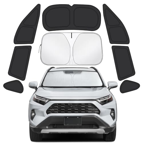 Car Window Shades for Toyota RAV4 2019-2025 Accessories - Full Set 8PCS Side Window Sunshades with Memory Frame & Blackout Fabric, Privacy UV Shield for Camping/Travel - size: Fit for Toyota RAV4 2019-2025