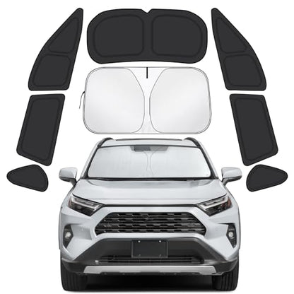 Car Window Shades for Toyota RAV4 2019-2025 Accessories - Full Set 8PCS Side Window Sunshades with Memory Frame & Blackout Fabric, Privacy UV Shield for Camping/Travel - size: Fit for Toyota RAV4 2019-2025