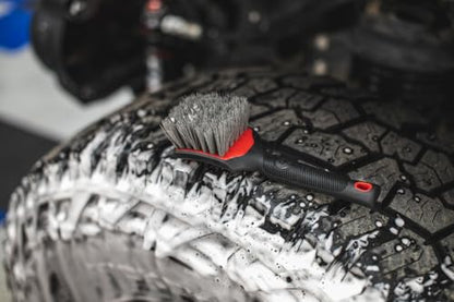 Detail Factory - ProGrip Tire Brush - Ergonomic ProGrip Handle, Stiff Synthetic Bristles, Ergonomic Design, Clean Your Tires with Ease - Octane Ectoplasm - color: Lime/Black, size: Standard