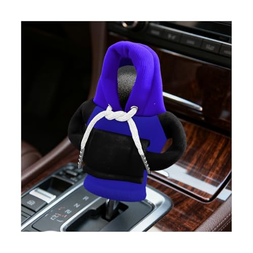 Car Gear Shift Hoodie, Mini Funny Fashionable Hooded Clothing Vehicle Gear Shift Knob Cover Stick Protector, Cute Automotive Shifter Decoration, Universal for SUV Sedan Truck (Blue/Black) - color: Blue/Black