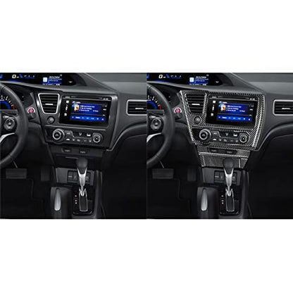 Car Center Console Multimedia Navigation Screen AC Control Seat Heated Panel Sticker Real Carbon Fiber Interior Trim Accessories Compatible with Honda Civic 9 Coupe/Sedan 2013-2015 Black A - Kit - color: Center Console Multimedia Navigation Screen Ac Vent