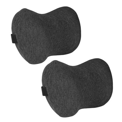 Car Neck Pillow, 2pcs Memory Foam Ergonomic Neck Pillow and Seat Headrest for Driving Fatigue Relief, Comfort and Support Your Neck - color: Black1