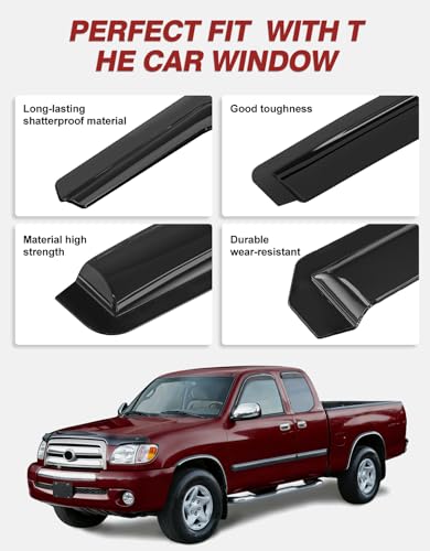 Outside-Mount Window Rain Guards Fit for Toyota Tundra Extended Cab 2000-2006, Window Visors Wind Deflector Dark Smoke Vent Shades - size: Fit for 2000-2006 Toyota Tundra Extended Cab