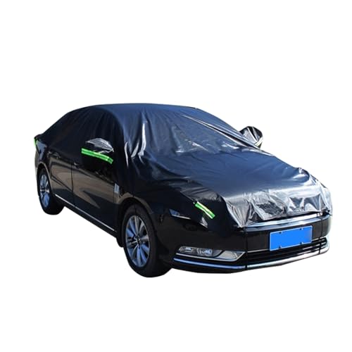 1 PC Half Car Cover, Car Cover for Pea-Sized Hail Protection, 17.72 FT Length Waterproof Dustproof All Weather, Universal Fit for Sedans (Black)