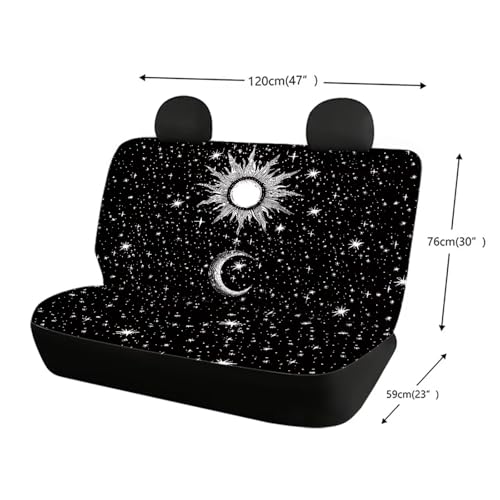 Black Car Seat Cover Old Truck Bench Seat Cover Sun Moon Star Print Car Rear Seat Cover for SUV Sedan Interior Car Accessories - color: 1 Sun Moon Star