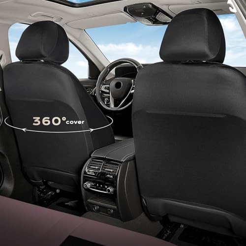 Coverado Car Seat Covers Full Set, Luxury Leather Car Seat Covers, Automotive Front and Rear Mesh Seat Covers, Full Set 5 Seats, Pink Black Seat Covers for SUV Sedan Truck - color: Pink&Black, size: Fullset