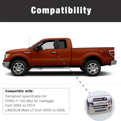 SEGADEN Chrome Plated Door Handle Cover Compatible with 2004-2014 Ford F-150 F150 2005-2008 Lincoln Mark LT (2 Doors with Key Pad No Passenger Keyhole) XG7701