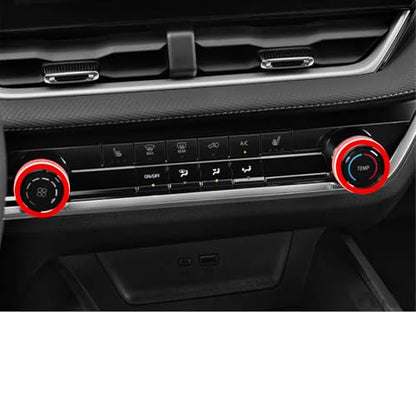 for 2025 2026 Chevrolet Equinox（No Equinox EV） Aluminum Interior Trim Accessories, Including air Conditioning Volume Controls, Shift Switch, and Starter knob Cover/Ring. (red) - color: red