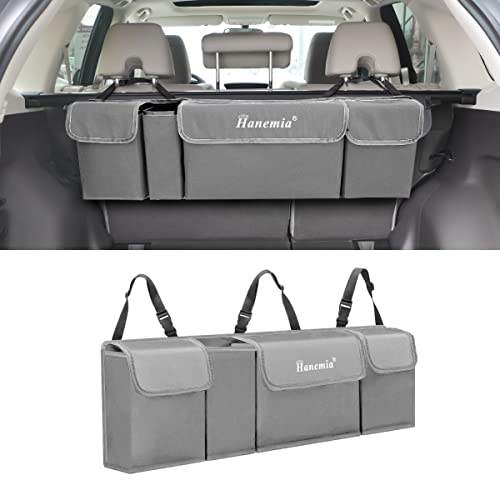 Car Trunk Organizer and Storage, Backseat Hanging Organizer for SUV, Truck, MPV, Waterproof, Collapsible Cargo Storage Bag with 4 Pockets, Car Interior Accessories (Gray) - color: Grey