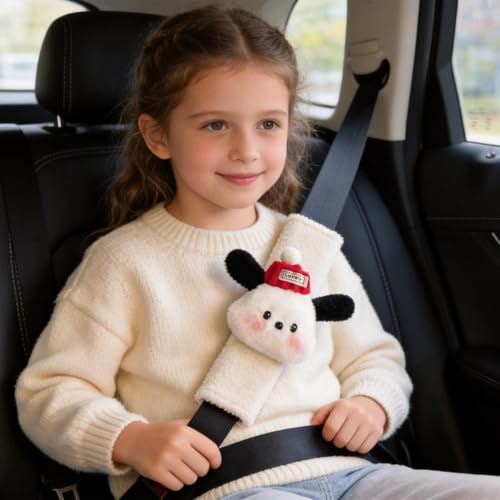 2 PCS Seat Belt Cover Pad, Cute Kawaii Animal Dog Seatbelt Covers for Kids and Adults, Winter Plush Fluffy Soft Seat Belt Cover, Cartoon Seatbelt Cushion,Car Seat Strap Pads (G-Dog) - color: G-Dog
