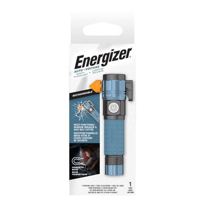 Energizer A-500 Rechargeable Flashlight, Auto Safety Seat Belt Cutter and Glass Breaker, IPX4 Water Resistant, Battery and USB Cable Included