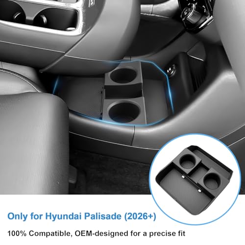 2026 Palisade Center Console Organizer Lower for Hyundai Palisade (Only fit 7-Seater), Durable ABS Plastic Console Tray Insert/with Water Bottle Holder 2026 Palisade Accessories - color: Black (1pcs Lower)