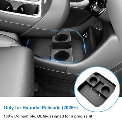 2026 Palisade Center Console Organizer Lower for Hyundai Palisade (Only fit 7-Seater), Durable ABS Plastic Console Tray Insert/with Water Bottle Holder 2026 Palisade Accessories - color: Black (1pcs Lower)