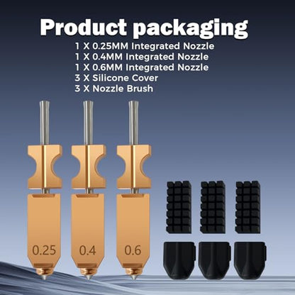 3PK Upgrade AD5X Nozzle 0.25MM 0.4MM 0.6MM Hotend for Falshforge AD5X Nozzle High Flow 32mm³/s High Speed Hardened Steel Quick Detachable Nozzle Print Head with Extra 3PK Nozzle Brush - style: 0.25+0.4+0.6MM Hotend(3PK)