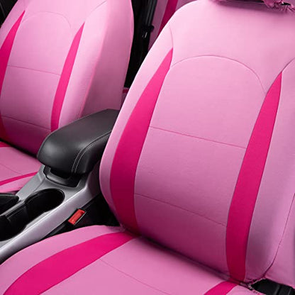 Flying Banner Car Seat Covers Front Seats Rear Bench Polyester car seat Protectors Easy installations Rear Bench Split - color: Rose red & Pink