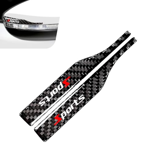 2 PCS Car Rearview Mirror Protective Film, 5.12" x 0.59" Carbon Fiber Knife-Shaped Sports Style Anti-Collision Strip, Universal Anti Scratch Rear View Mirror Trim for Most Cars (Black) - color: Black