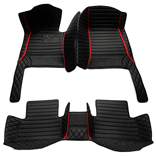 Custom Making Car Floor Mats for 95% Sedan SUV Sports Car Full Coverage Cute Men Women Pads Protection Non-Slip Leather Floor Liners (Black red Strips) - color: Black red strips