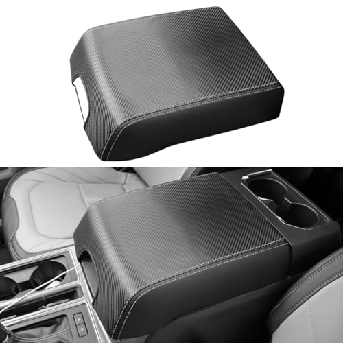 INTGET Center Console Cover for Ford F150 Accessories 2015-2020 2016 2017 2018 2019 Car Middle Lid Seat Armrest Cover Protector Elbow Cushion Pad (Carbon Fiber Texture, 2015-2020) - color: Carbon Fiber Texture, size: 2015-2020