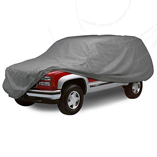4-Layer Car Cover Soft Cotton Inlay Paint Protect All Weather Indoor Outdoor Automobiles Protector Breathable Fabric with Waterproof Coating Sun Rain Wind Dust Protection for SUV Van - size: XL-508cm(200inch)