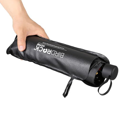 BIRDROCK HOME Car Windshield Sun Shade Umbrella - Foldable Cover UV Block for Front Window, Sunshield for SUV, Truck & Sedan, Protect Interior from Sun, Heat, & Wind - Extra Large - Black & Silver