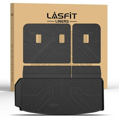 LASFIT Trunk Mat with Backrest Mat for Chevrolet Chevy Traverse 2024-2026 & GMC Acadia 2024-2026 & Buick Enclave 2025-2026, All Weather TPE Custom Fit Cargo Mat Trunk Liner with Backrest Mat, Black - size: Cargo Liner for Traverse/Acadia/Enclave 2024-2026