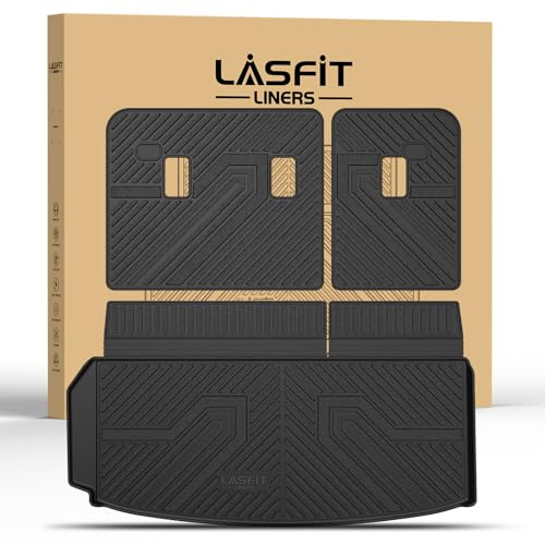 LASFIT Trunk Mat with Backrest Mat for Chevrolet Chevy Traverse 2024-2026 & GMC Acadia 2024-2026 & Buick Enclave 2025-2026, All Weather TPE Custom Fit Cargo Mat Trunk Liner with Backrest Mat, Black - size: Cargo Liner for Traverse/Acadia/Enclave 2024-2026